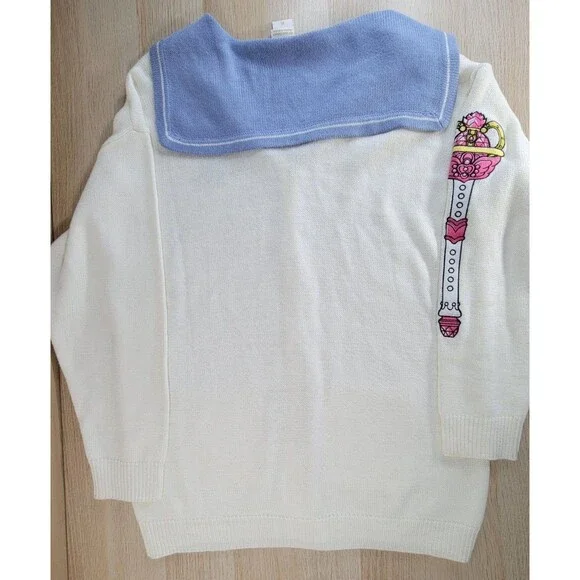 Sailor Moon Hot Topic Cardigan XL School Uniform Moon Sceptor Brooch Sweater - Picture 8 of 11